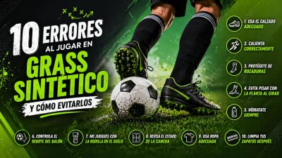 jugador resbalando con tacos inadecuados en césped artificial
